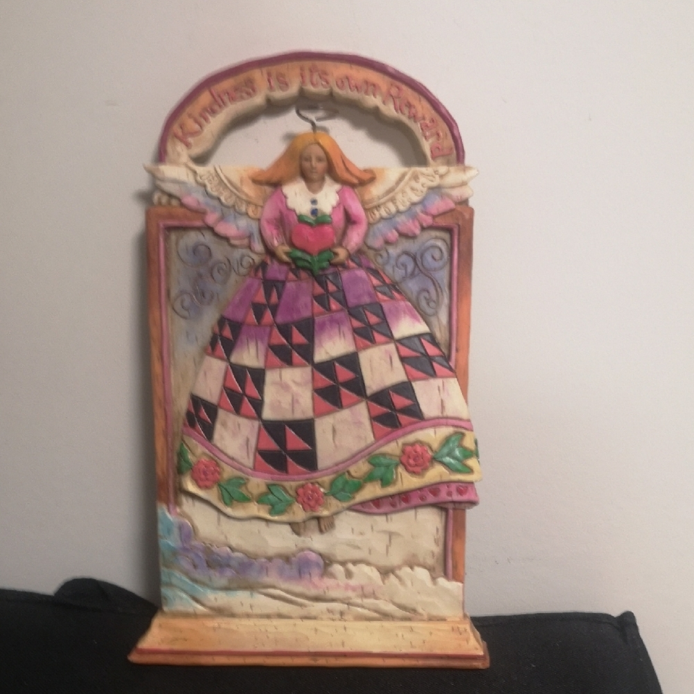 Charming Jim Shore Angel Kindness Is It's Own Reward Hanging Plaque Decor 2002